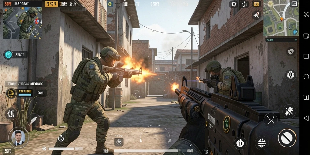Gameplay seru di 55RT saat menembak musuh.