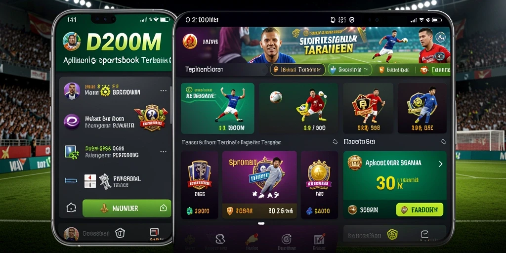 Tampilan gameplay D200M menunjukkan fitur Sportsbook yang menarik.