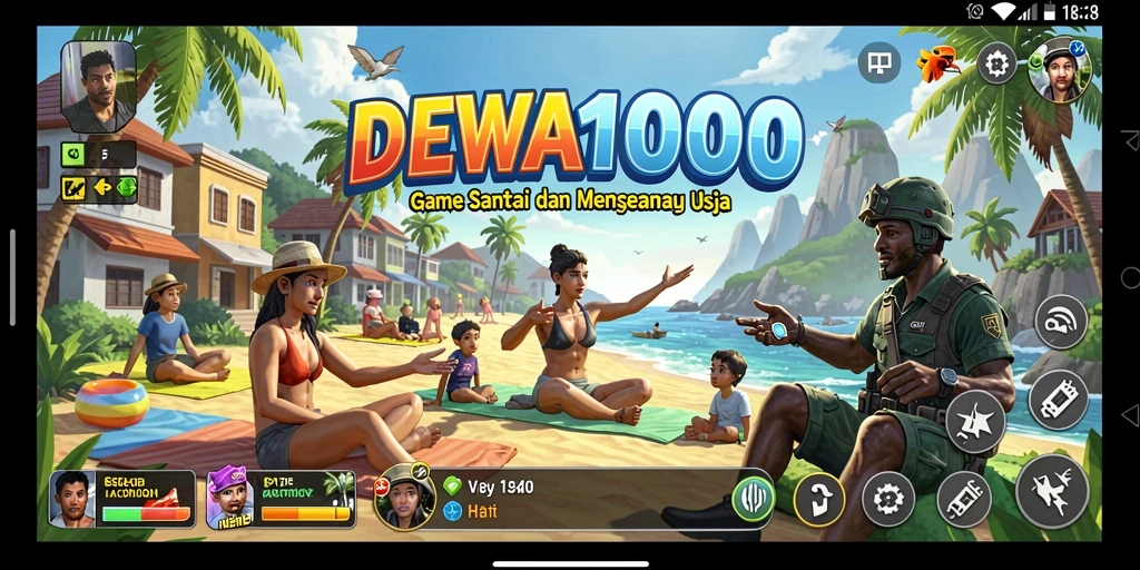 Tampilan gameplay santai dari DEWA1000 yang menghibur dan berwarna-warni.