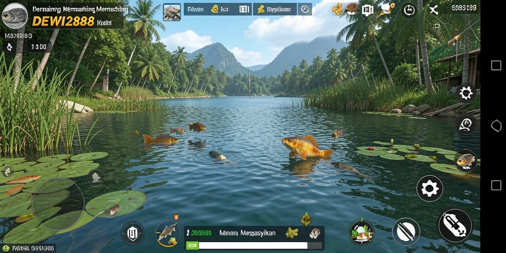Screenshot DEWI288 menampilkan gameplay memancing yang menawan dan interaktif.