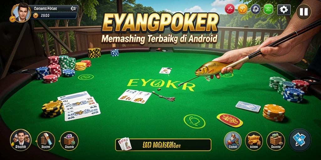 Screenshot gameplay EYANGPOKER menampilkan aksi memancing yang seru.