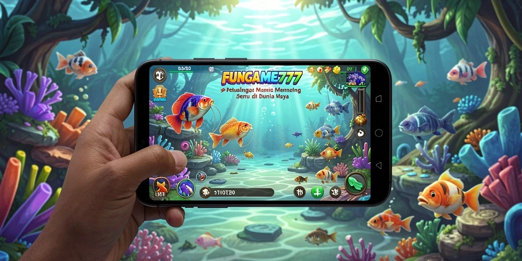 Tampilkan gameplay seru FUNGAME777 dengan pemancing yang fokus.