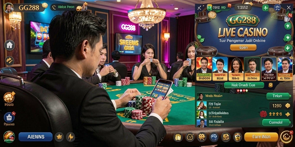 Tampilan gameplay Live Casino GG288 yang mendebarkan dan interaktif.