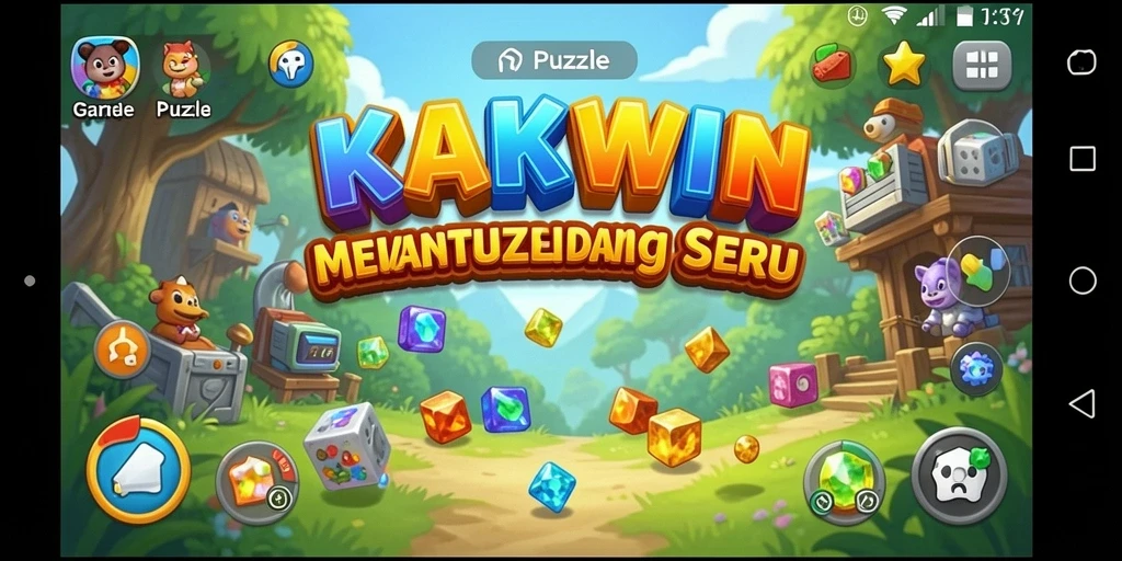 Screenshot KAKWIN yang menunjukkan gameplay Puzzle yang seru.