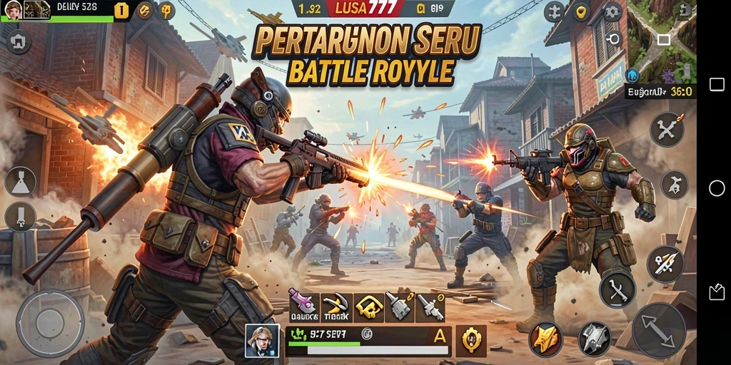 Tampilan seru permainan LUSA777 dalam pertarungan Battle Royale.
