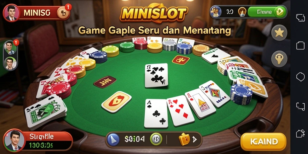 Tampilan gameplay seru dari MINISLOT dengan suasana permainan Gaple.