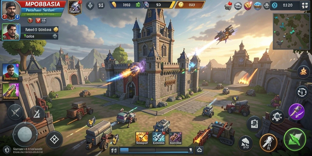 Tangkapan layar gameplay MPO88ASIA menampilkan pertarungan strategi Tower Defense yang mendebarkan.