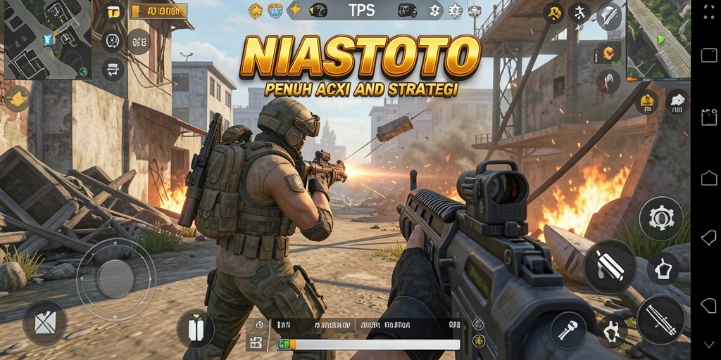 Tampilan gameplay TPS yang mendebarkan dan penuh aksi.