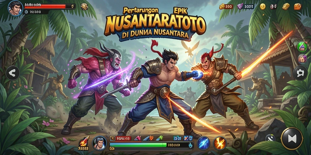Gameplay seru NUSANTARATOTO dengan karakter bertarung epik.