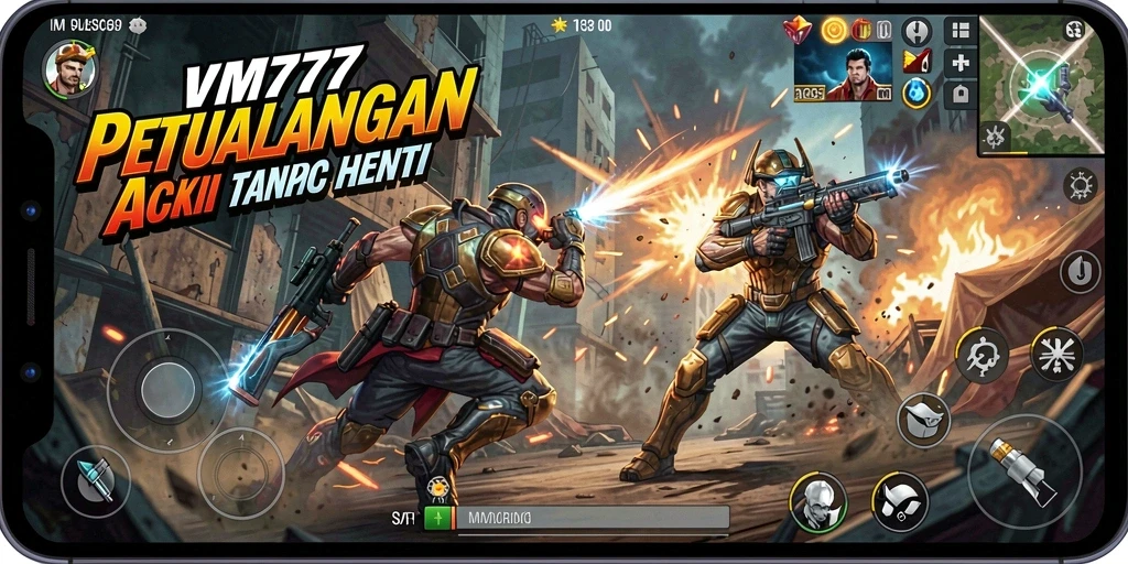 Screenshot utama VM777 yang menunjukkan aksi gameplay yang mendebarkan.